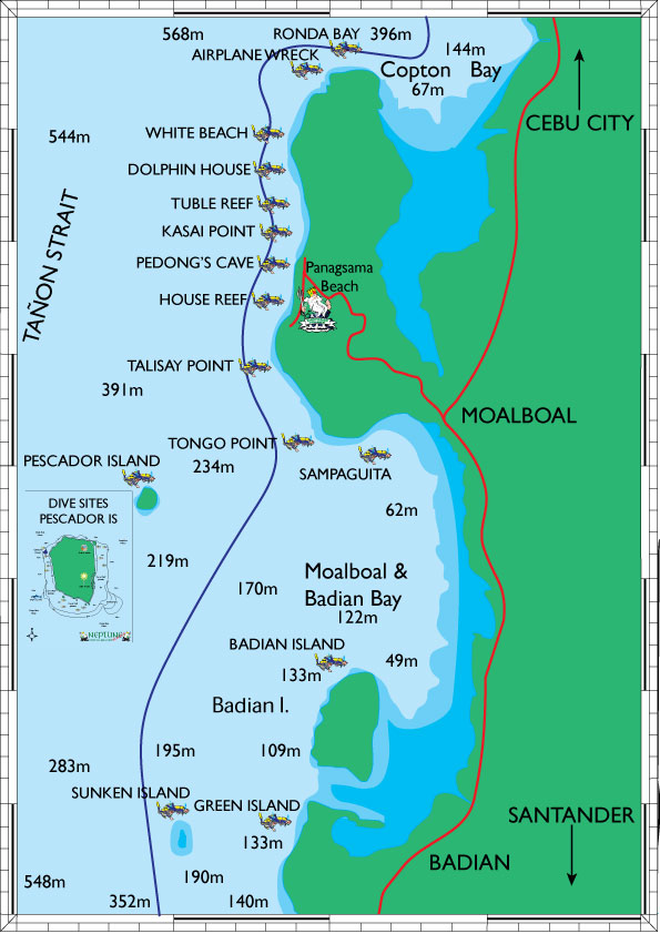 Moalboal Dive Site Map by Neptune Diving